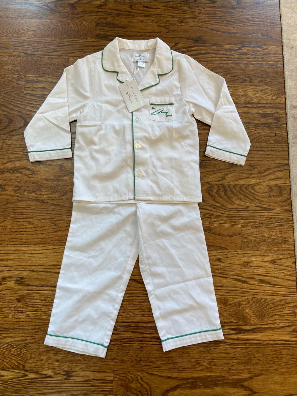 Petite Plume x The Colony Hotel Kids White Pajama Set, NWT Size 4